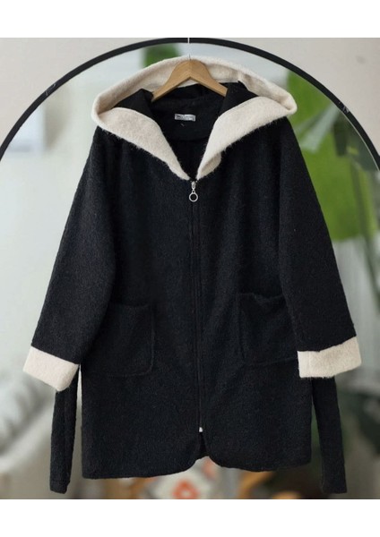 Fermuarlı Garnili Çift Cep Kemerli Kaşe Kap