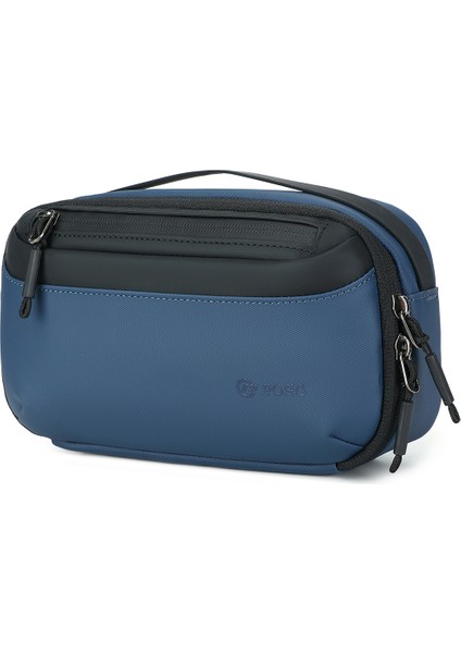 Poso PS-830 Dijital Aksesuar Düzenleyici Çanta Erkek Polyester Su Geçirmez El Çantası Çok Katmanlı Kablo Saklama Kesesi - Mavi (Yurt Dışından)