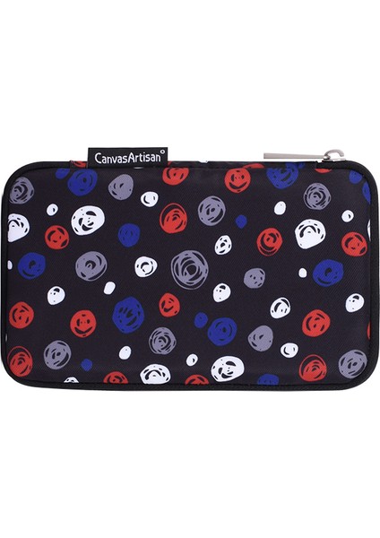 Canvasartısan H13-S21 Dairesel Baskı Desenli Dijital Aksesuarlar Fermuarlı Saklama Kutusu Telefon Kılıfı Taşınabilir Şarj Cihazı Fare Taşıma Çantası - Siyah (Yurt Dışından)