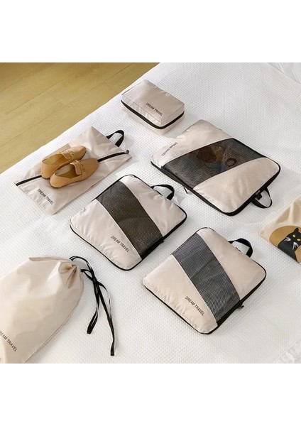 LG6S074 6 Parçalı Genişletilebilir Giysi Saklama Çantası Seyahat Düzenleyici Seti - Siyah (Yurt Dışından) indirimleri