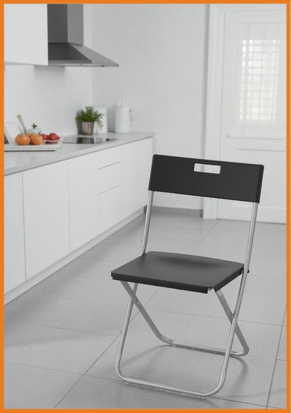 Sandalye Katlanır Duvara Asılabilir Yerden Tasarruf Sağlar Uzun Ömürlü 100 kg Kapasite 45 cm Siyah