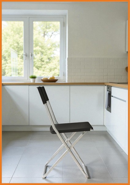 Sandalye Katlanır Duvara Asılabilir Yerden Tasarruf Sağlar Uzun Ömürlü 100 kg Kapasite 45 cm Siyah