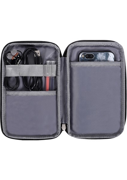 Canvasartısan H39-S21 Polyester Izgara Doku Baskılı Dijital Aksesuarlar Saklama Çantası Kılıfı USB Veri Kablosu Kulaklık Şarj Cihazı Için - Siyah (Yurt Dışından) modelleri