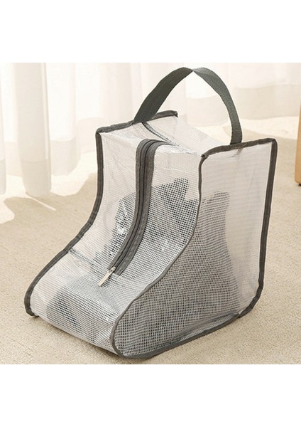 Fermuarlı Toz Geçirmez Ayakkabı Saklama Çantası, Şeffaf Pvc Su Geçirmez Kısa Bot Düzenleyici - Gri Kenar (Yurt Dışından)