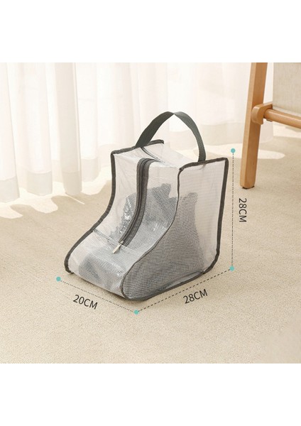 Fermuarlı Toz Geçirmez Ayakkabı Saklama Çantası, Şeffaf Pvc Su Geçirmez Kısa Bot Düzenleyici - Gri Kenar (Yurt Dışından) indirimleri