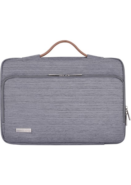Canvasartısan K28-21 15 Inç Dizüstü Bilgisayar Çantası Koruyucu Çanta Yatay Fermuarlı Cepli Not Defteri Çantası - Gri (Yurt Dışından)