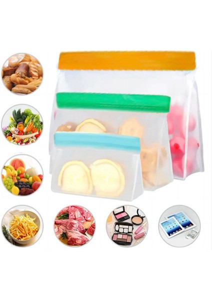 3 Adet / Takım S+M+L Mutfak Buzdolabı Saklama Poşeti Peva Gıda Taze Tutma Sızdırmazlık Poşeti (Bpa Içermez, Fda Sertifikalı Değildir) (Yurt Dışından)