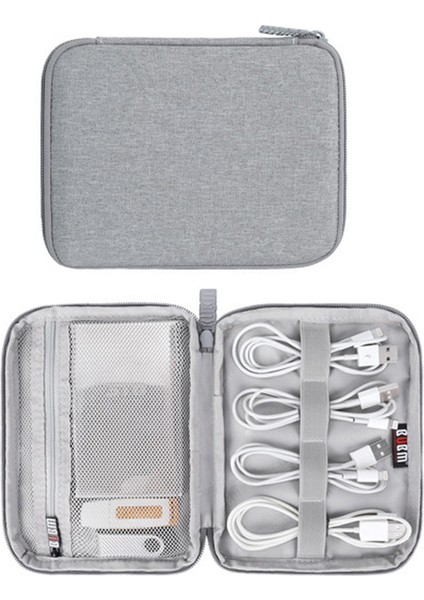 Bubm Dısxs-Myb Mini Tek Katmanlı Veri Kablosu U-Disk Taşıma Çantası Seyahat Dijital Aksesuarlar Fermuarlı Saklama Çantası - Gri (Yurt Dışından)