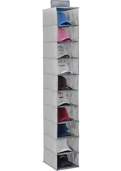 Moho & Home 6312 Dokumasız 10 Katmanlı Şapka Saklama Çantası Gardırop Ayakkabı Askısı Düzenleyici, 23*30*150 cm - Gri (Yurt Dışından)