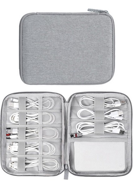 Bubm Dısxs-Myb Küçük Boy Tek Katmanlı Veri Kablosu Power Bank Taşıma Çantası Seyahat Dijital Aksesuar Saklama Çantası - Gri (Yurt Dışından)