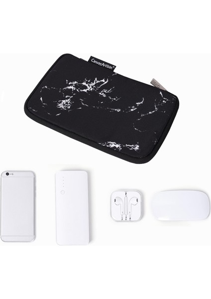 Canvasartısan H32-S21 Mermer Desenli Baskı Dijital Aksesuar Taşıma Çantası Fare Kulaklık Taşınabilir Şarj Cihazı Saklama Çantası - Siyah (Yurt Dışından) fırsatları