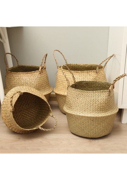 Dokuma Hasır Sepet Saksı Bitki El Dokuma Saklama Kutusu Ev Dekorasyonu Düzenleyici Çanta - Sarı (Yurt Dışından) fiyatları