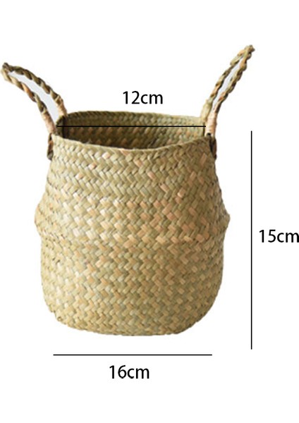 Dokuma Hasır Sepet Saksı Bitki El Dokuma Saklama Kutusu Ev Dekorasyonu Düzenleyici Çanta - Sarı (Yurt Dışından) indirimleri