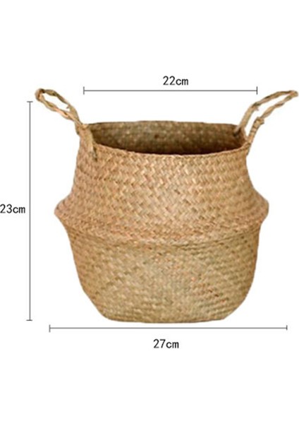 Saksı Bitki El Dokuma Saklama Kutusu Düzenleyici Katlanabilir Çanta Hasır Örgü Sepet, Boyut: M - Sarı (Yurt Dışından) indirimleri