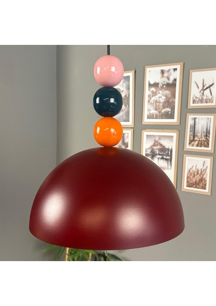 Yimpi Vişne - Turuncu Deniz Yeşili Pembe Boncuk Başlık Avize Sarkıt Lamba Salon Mutfak Avize fiyatları