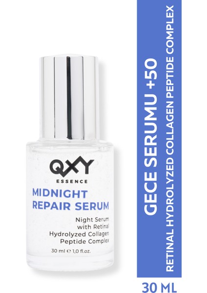 Midnight Repair Serum - Yaşlanma ve Ince Çizgiler Karşıtı Gece Serumu - Coenzim Q10 + Retinal + Hydrolyzed Collagen + Peptide Complex -30 ml