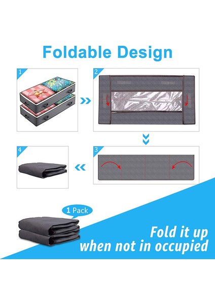 KZ-001001 1 Adet 100*50*15 cm Katlanabilir Yatak Altı Saklama Çantası Fermuarlı Düzenleyici Battaniye Giysi Saklama Kutusu Şeffaf Pencereli - Siyah (Yurt Dışından) indirimleri
