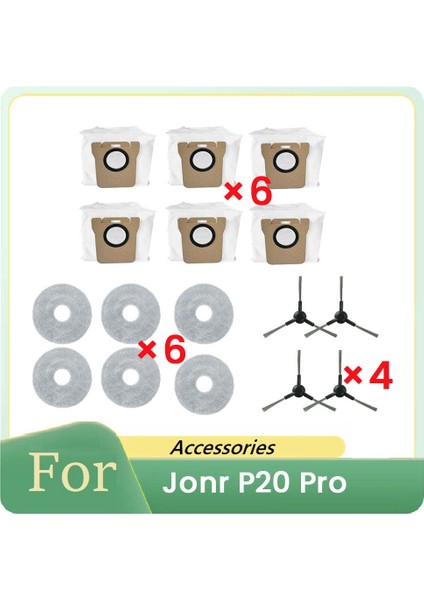 P20 Pro Süpürge Aksesuarları Için 16 Adet Ana Yan Fırça Filtre Bez Toz Torbası (Yurt Dışından)