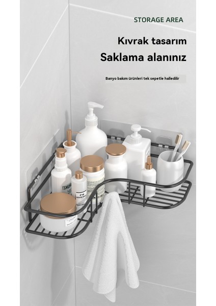 Deliksiz Banyo Üçgen Banyo Depolama Rafı Güçlü Tutkal El Yıkama Köşe Depolama Rafı (Yurt Dışından) fırsatları