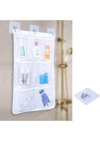 7 Izgaralı File Duş Askılı Çanta Düzenleyici Polyester Banyo Askılı Cepler (Yurt Dışından) fırsatları