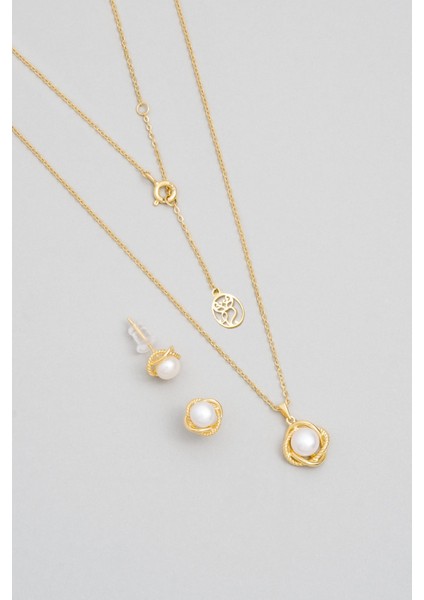 Minimal Inci 18 Ayar Sarı Altın Kaplama Gümüş Seti