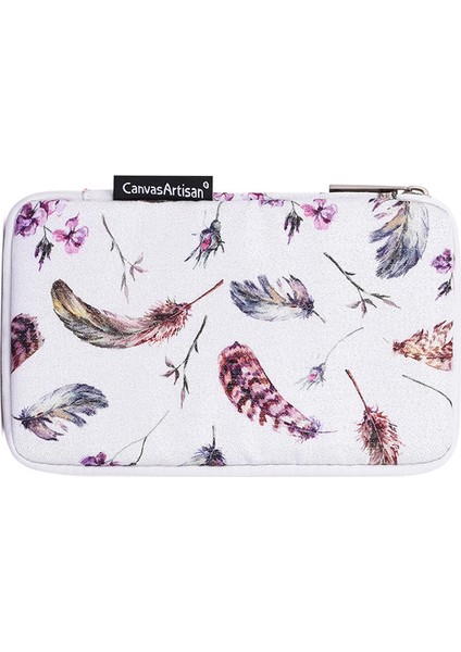 Canvasartısan H9-S21 Suluboya Tüy Desenli Kulaklık Fare Şarj Cihazı Dijital Aksesuarlar Saklama Çantası Taşıma Kılıfı (Yurt Dışından)