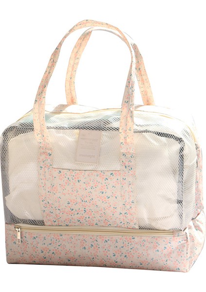 Islak Kuru Ayırma Büyük Kapasiteli Su Geçirmez Oxford Kumaş Plaj Yüzme Saklama Çantası Seyahat Düzenleyici - Pembe Çiçek (Yurt Dışından)