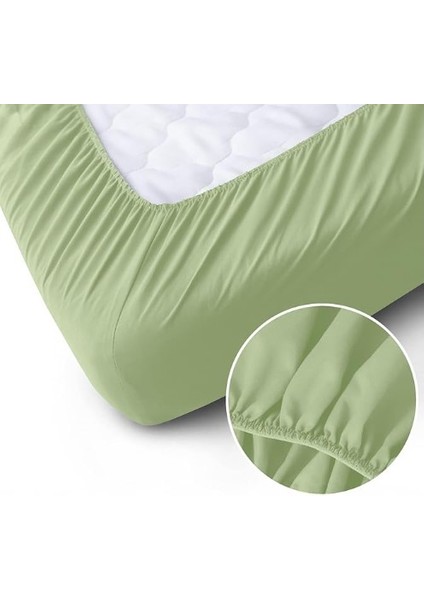 Battal Boy Çift Kişilik (180X200) Fitted Çarşaf ( Pastel Yeşil ) fırsatları