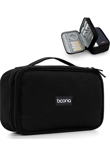 Baona BN-B010 Büyük Boy Dijital Aksesuar Taşıma Çantası, Suya Dalı Veri Kablosu, Power Bank Düzenleyici Kılıf, Telefon Saklama Çantası - Siyah (Yurt Dışından)