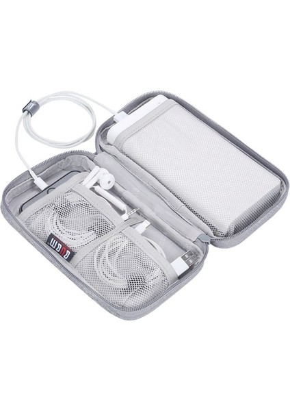 BUBM CDB-MYB Telefon Powerbank Taşıma Çantası Taşınabilir Veri Kablosu Fermuarlı Saklama Çantası, S Beden - Gri (Yurt Dışından)