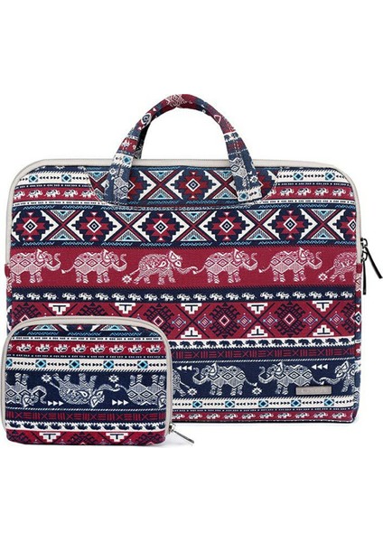 Lısen Desen Baskılı Tuval Taşıma Çantası 13,3 Inç Dizüstü Bilgisayarlar Için Mini Çantalı Taşınabilir Saklama Çantası - Fil Kırmızısı (Yurt Dışından)
