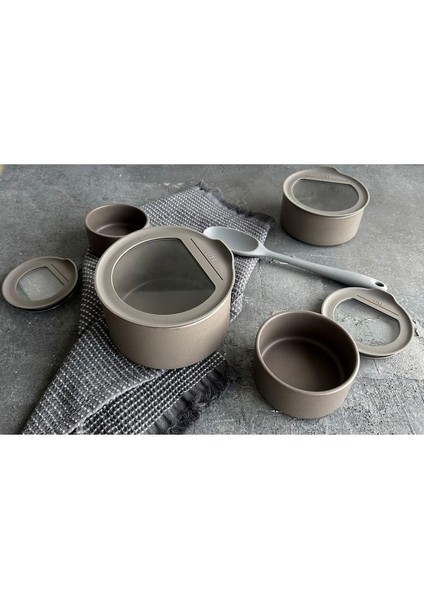 Fika One 4&apos;lü Seramik Saklama Kabı Seti Gri