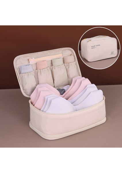 1006 Çift Katmanlı Iç Çamaşırı Saklama Çantası Taşınabilir Sütyen Çorap Külot Düzenleme Saklama Çantası - Bej (Yurt Dışından) fiyatları