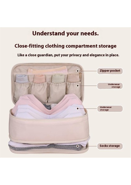 1006 Çift Katmanlı Iç Çamaşırı Saklama Çantası Taşınabilir Sütyen Çorap Külot Düzenleme Saklama Çantası - Bej (Yurt Dışından) modelleri