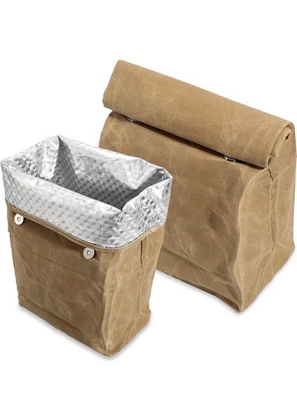 Su Geçirmez Mumlu Kanvas Yalıtımlı Çanta Alüminyum Folyo Yeniden Kullanılabilir Öğle Yemeği Termal Çantası (Yurt Dışından)