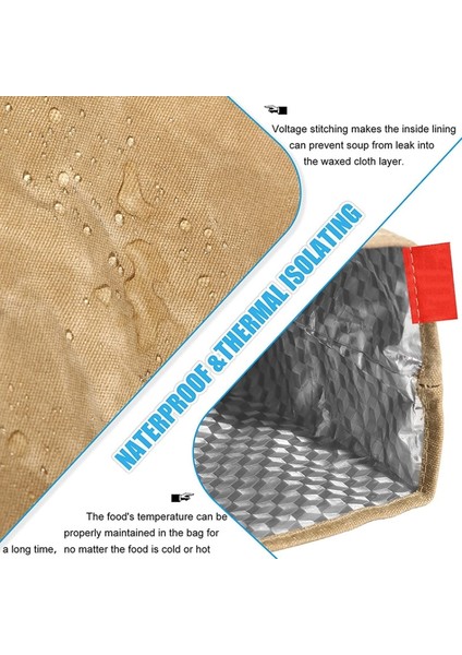 Su Geçirmez Mumlu Kanvas Yalıtımlı Çanta Alüminyum Folyo Yeniden Kullanılabilir Öğle Yemeği Termal Çantası (Yurt Dışından) modelleri