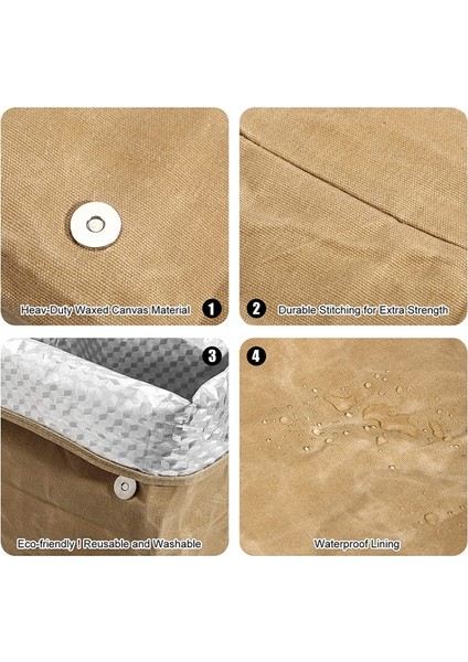 Su Geçirmez Mumlu Kanvas Yalıtımlı Çanta Alüminyum Folyo Yeniden Kullanılabilir Öğle Yemeği Termal Çantası (Yurt Dışından) fırsatları