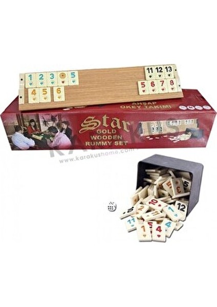 Star Gold Ahşap Okey Takımı 4 Istaka 1 Paket Oyun Taşı ile Yerli Üretim fiyatları