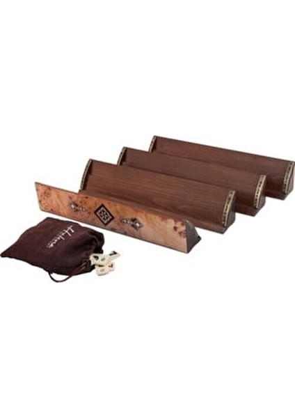 Ahşap Mozaik Okey Takımı 106 Taş ve 4 Kılıf ile El Yapımı Doğal Ahşap