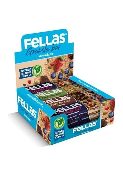 Fellas Granola Bar Karma Kutu, 3 Çeşit, 12 Adet