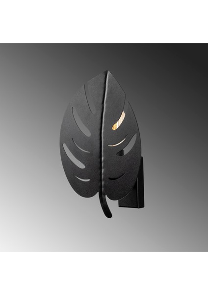 Yaprak Motifli Dekoratif Metal Aplik Pütürlü Siyah, Modern Ambiyans Duvar Lambası YAPRAK-MR-843 fırsatları