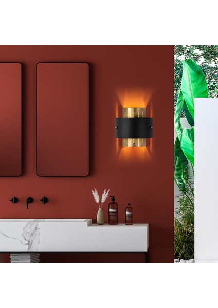 Noctra Çift Yönlü Metal Tekli Aplik Siyah Parlak Gold Gövde, Modern Tasarım Duvar Lamba NOCTRA-15351 fiyatları