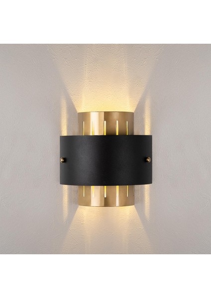 Noctra Çift Yönlü Metal Tekli Aplik Siyah Parlak Gold Gövde, Modern Tasarım Duvar Lamba NOCTRA-15351 indirimleri