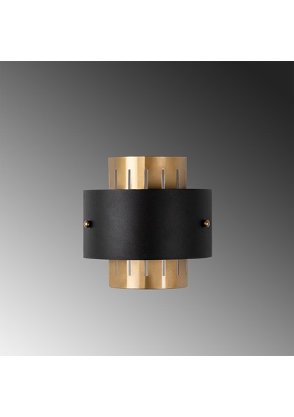 Noctra Çift Yönlü Metal Tekli Aplik Siyah Parlak Gold Gövde, Modern Tasarım Duvar Lamba NOCTRA-15351
