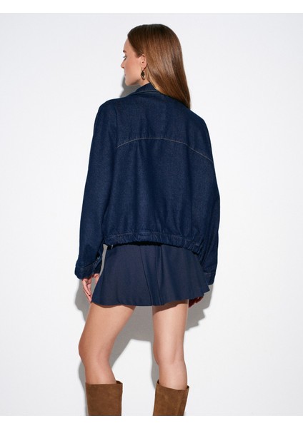 65380 %100 Pamuk Yarasa Kol Kot Ceket-Lacivert modelleri