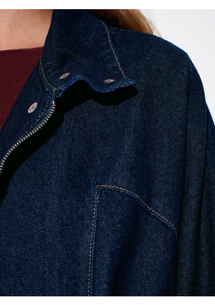 65380 %100 Pamuk Yarasa Kol Kot Ceket-Lacivert fırsatları