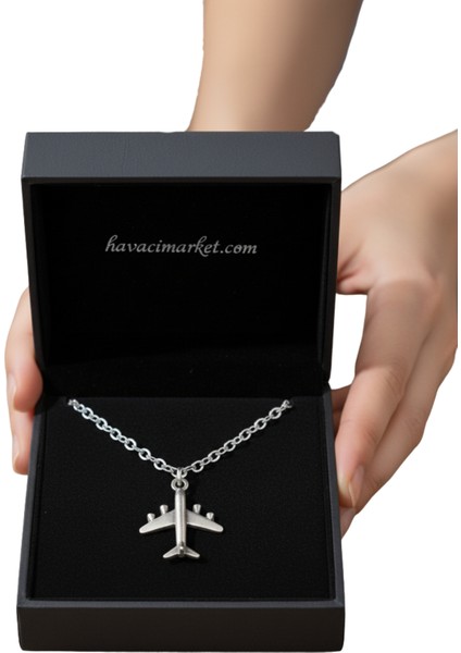Uçak Figürlü Kolye – 55 cm Çelik Alaşım – Şık Takı