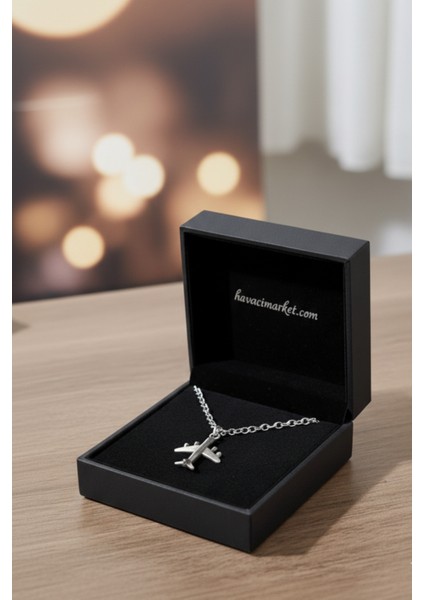 Uçak Figürlü Kolye – 55 cm Çelik Alaşım – Şık Takı modelleri