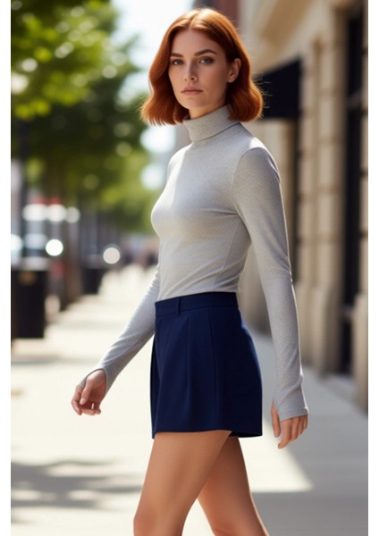 Kadın Şık Crop Balıkçı Yaka Slim Kalıp Örme Fitted Vücuda Oturan Parmak Detaylı Fitilli Esnek Bluz fırsatları