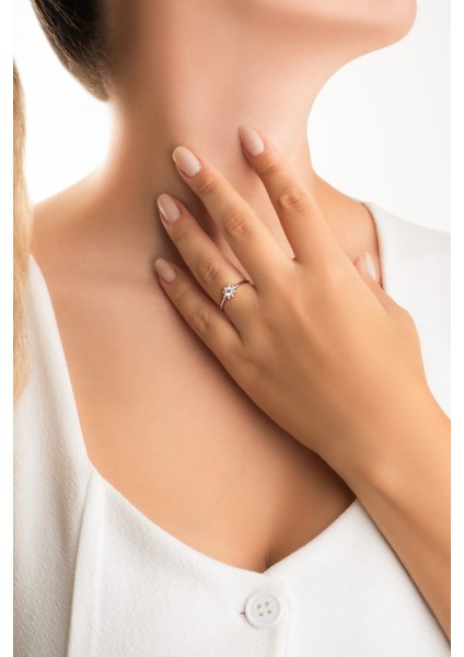 Sonsuzluk Çiçeği 18 Ayar Beyaz Altın Kaplama Gümüş Yüzük fırsatları